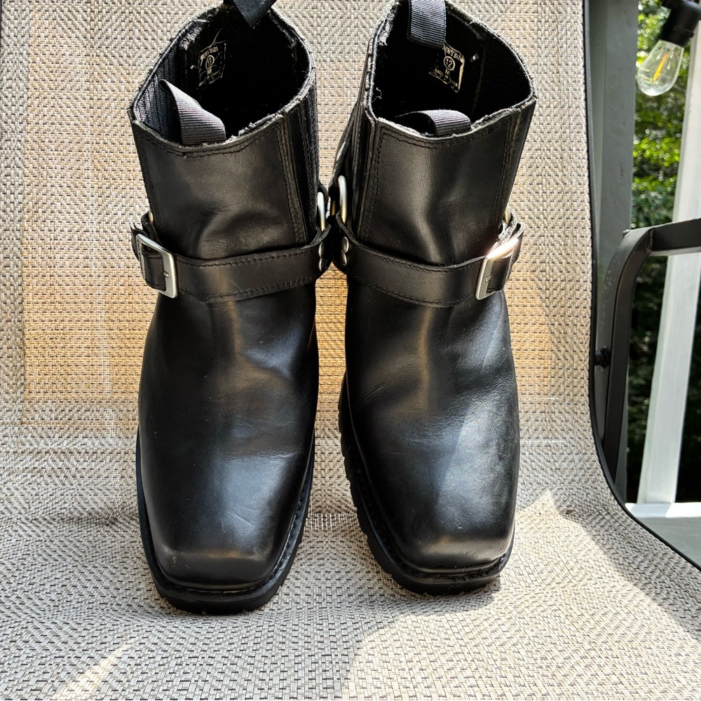 XElement Black Leather Motorcycle Boots size 12M